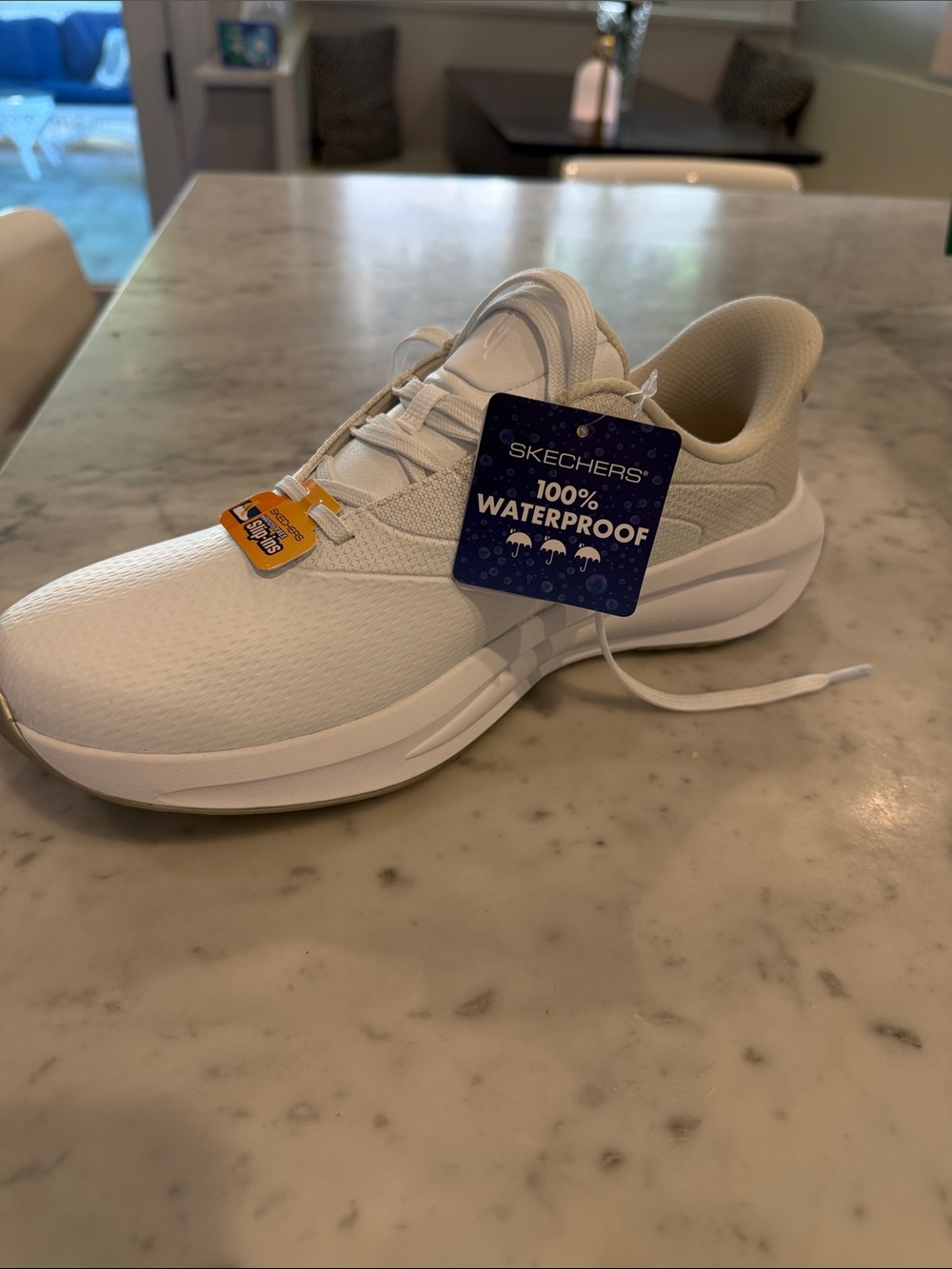 Skechers White Waterproof Slip-On Athletic Golf Sneaker